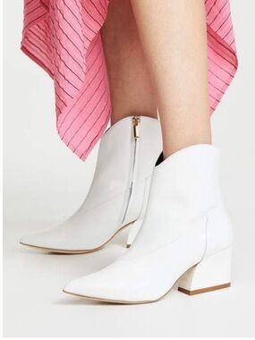 Tibi Dylan white patent leather western cowboy ankle boots 40